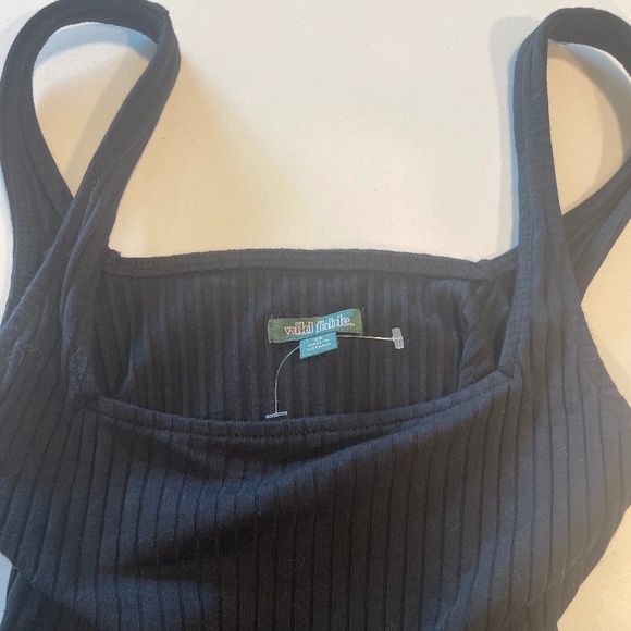 Wild Fable Black Ribbed Bodycon Midi Dress with Square Neck & Side Slit, Size XS - Picture 9 of 10